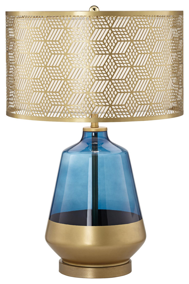 Pacific Coast Lighting Metal And Glass Table Lamp With Cobalt Blue