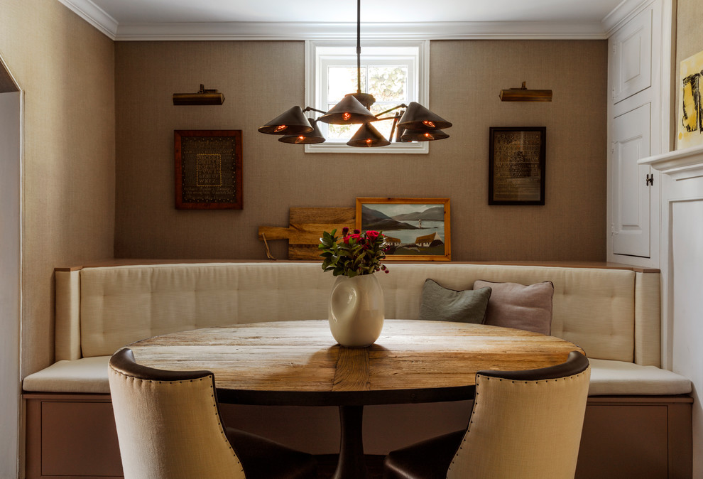 Transitional dining room in Philadelphia with beige walls.