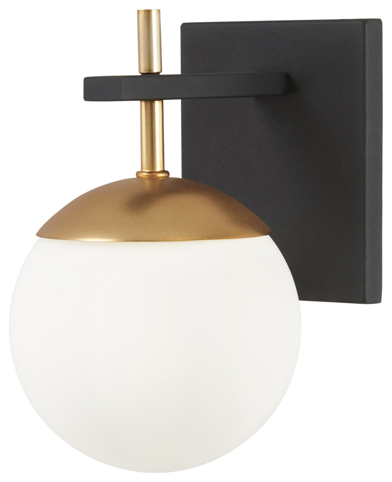 George Kovacs Alluria 1-Light Wall Sconce, Weathered Black / Autumn Gold Accents