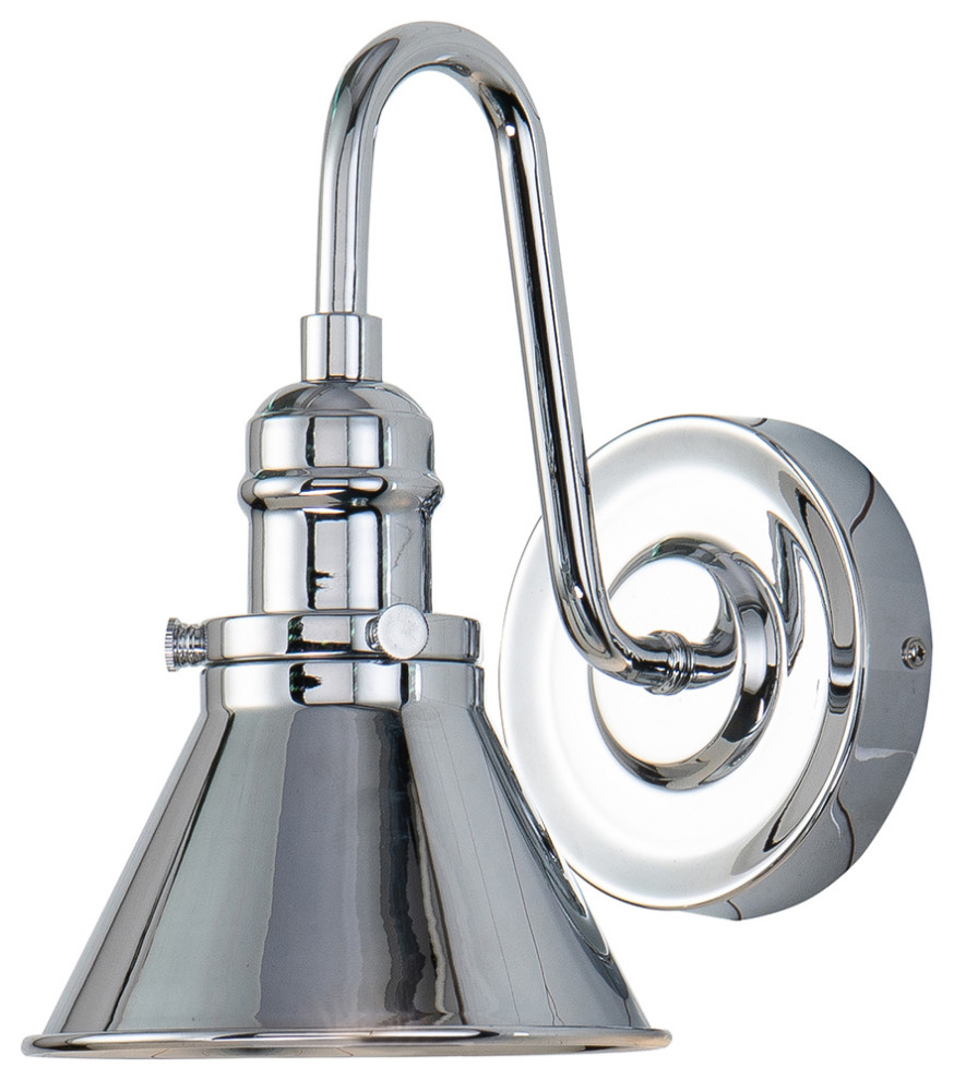 Provence 1 Light Bath Vanity Light in Polished Chrome Industrial