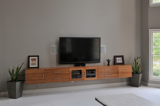 Zebrawood Tv Cabinet Contemporary Home Theatre Atlanta By
