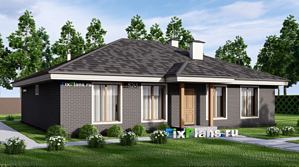 Проект одноэтажного дома 15х15м S167м2 F-15245