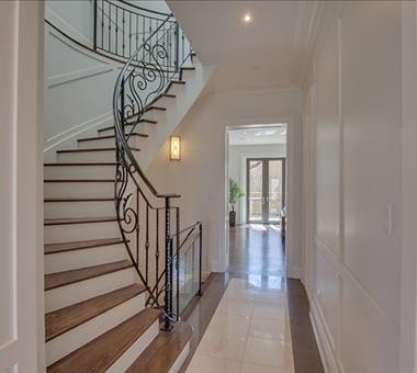 Inspiration for a transitional staircase remodel in Toronto