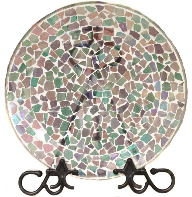 Hand-Painted Artisan Mosaic Stained Glass Decorative Plate