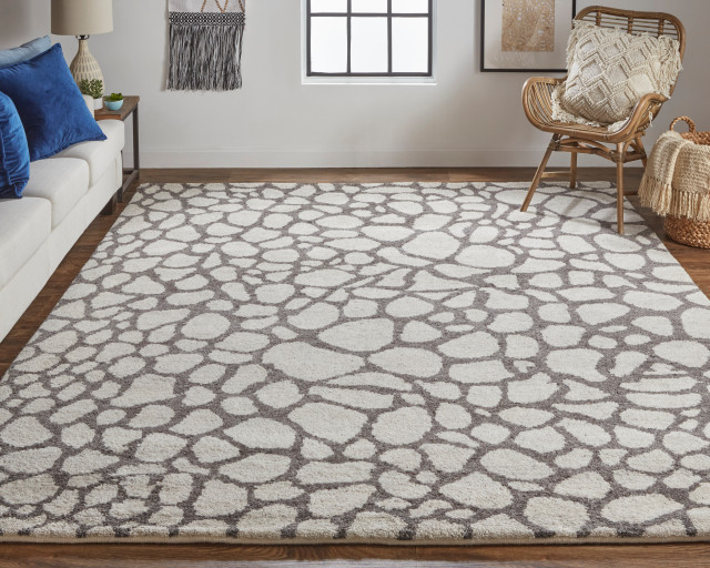 Weave & Wander Landyn Plush Hand Knotted Berber Rug, Gray, 2'x3