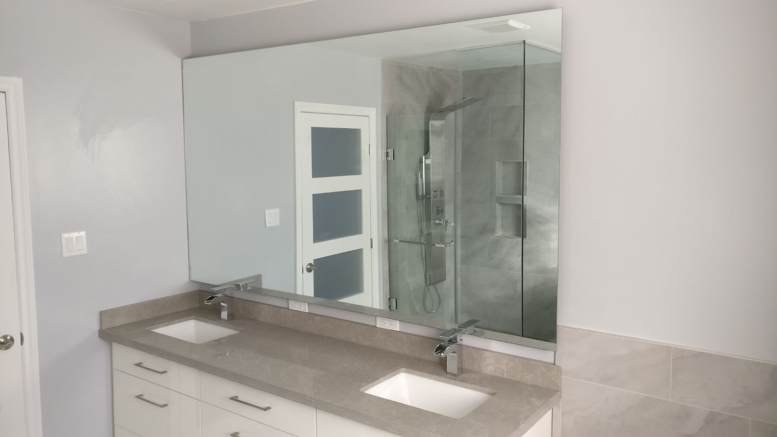 Gray and White Custom Bathroom
