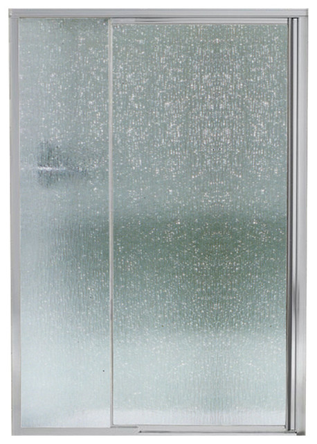 Sterling Vista Pivot Ii Framed Pivot Shower Door Silver With Rain Glass Texture Contemporary Shower Doors By Buildcom Houzz