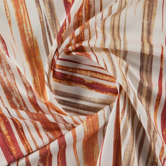 Pop 002 Printed Striped Curtain Fabric Orange Terra
