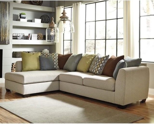 Ashley Casheral 2 Piece Left Fabric Corner Chaise Sectional Linen Ashley Casheral 2 Piece Left Fabric Corner Chaise Sectional Linen