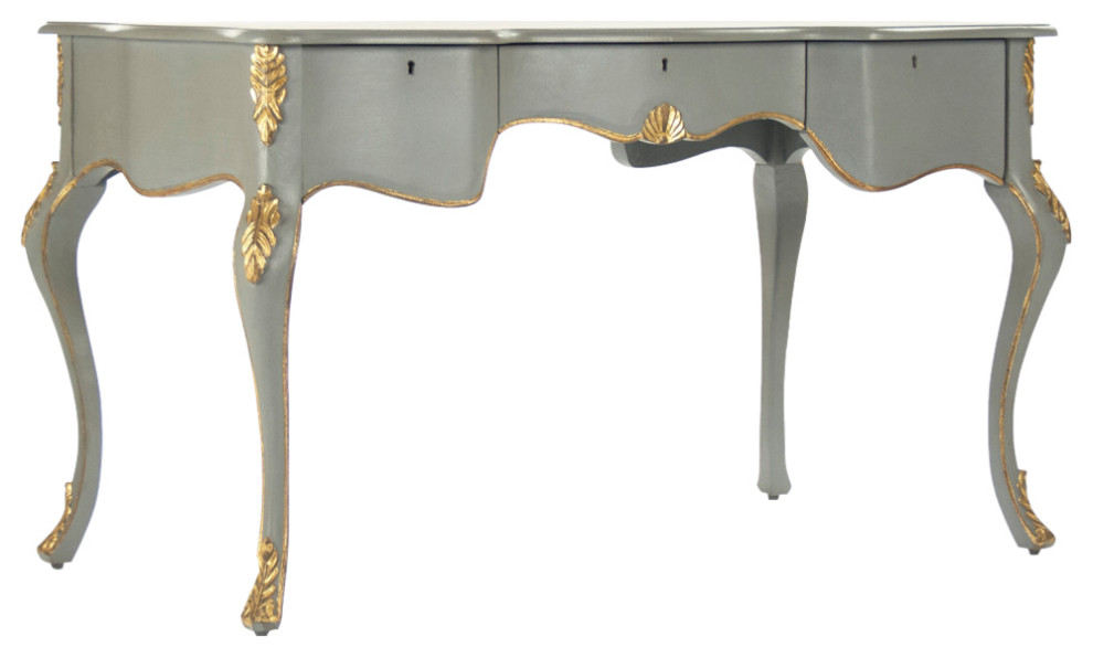 Bay Desk, Gray/Green/Gold Traditional Desks And Hutches by HedgeApple Houzz