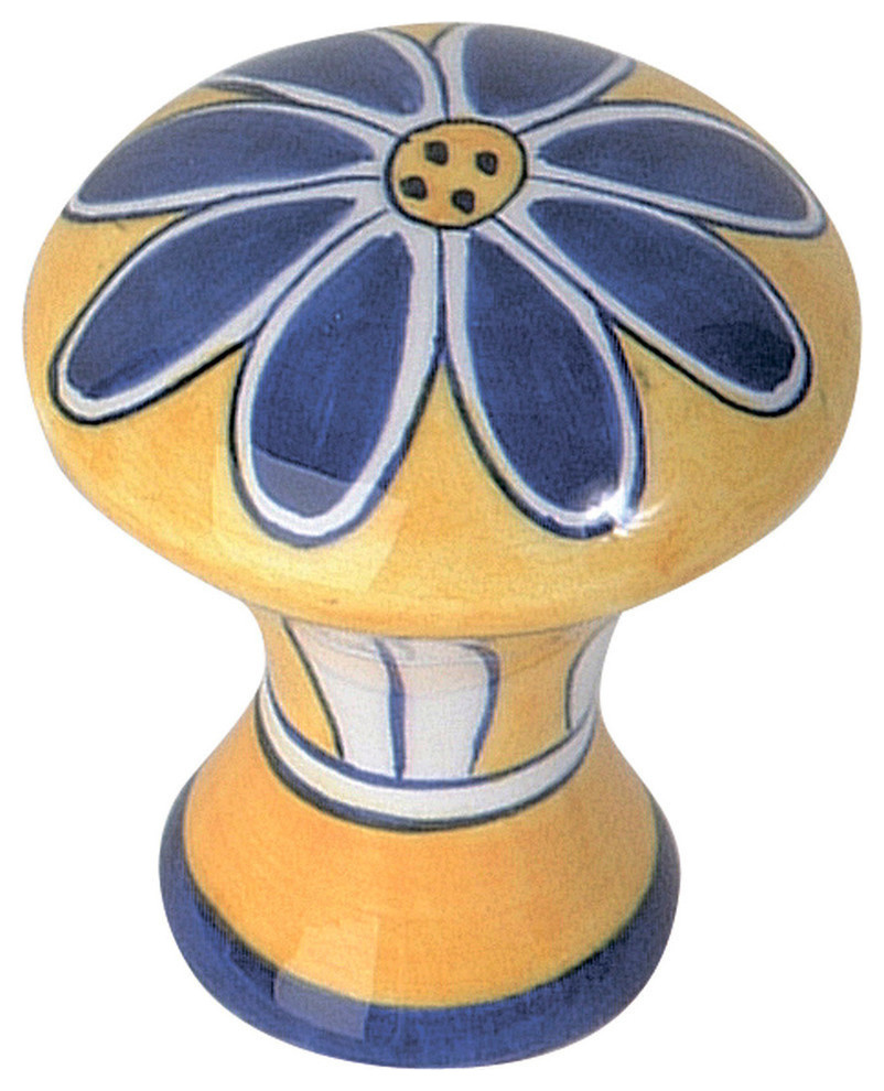 Atlas Homewares 2A100 1-3/4-Inch Blue Daisy Ceramic Knob