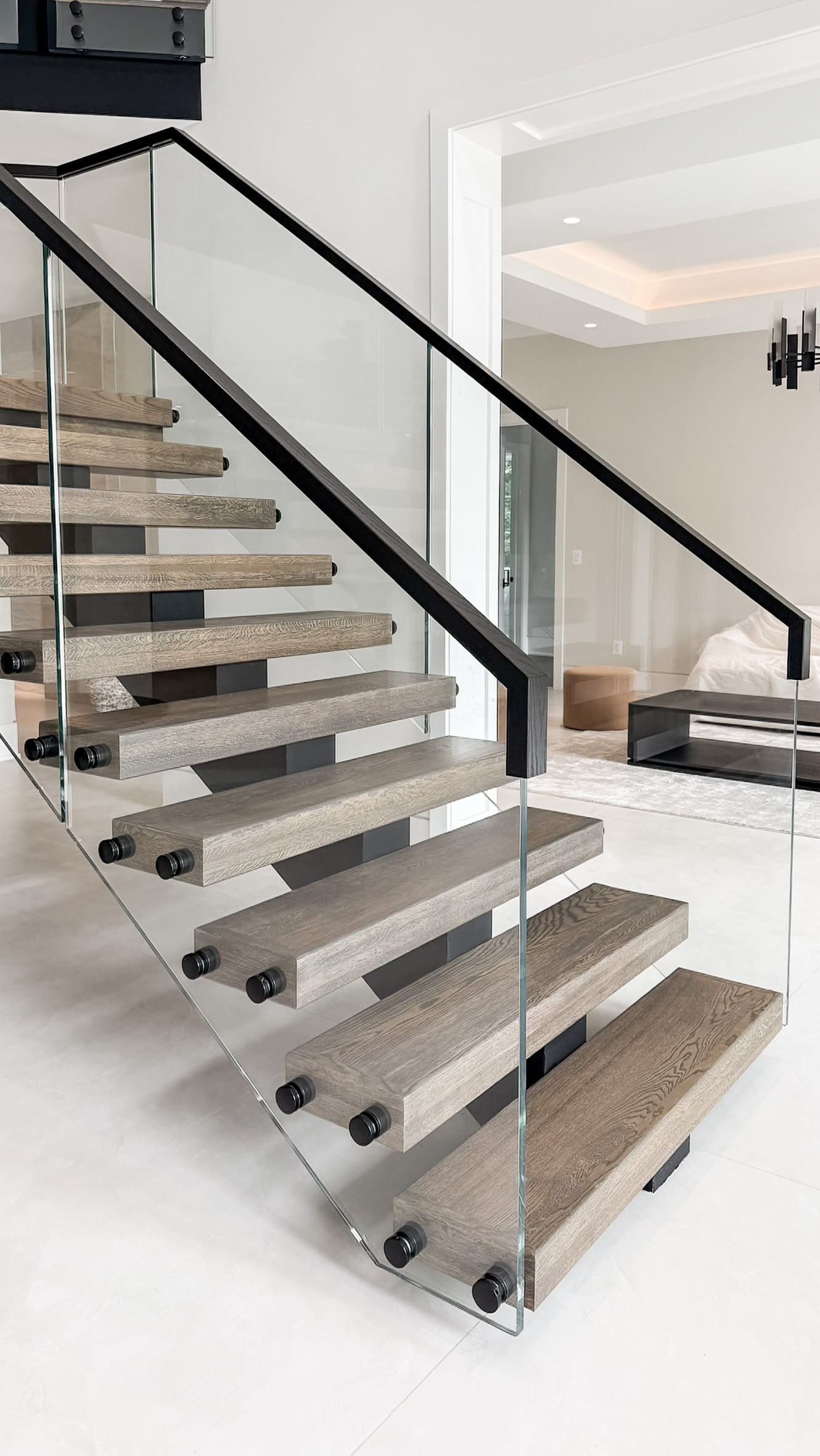 Project #159 | Modern Foyer Stair with Stand-off Glass Railing