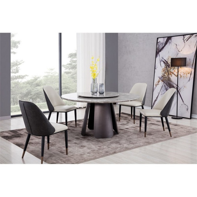 American Eagle Furniture Faux Leather Dining Side Chair in Gray ...