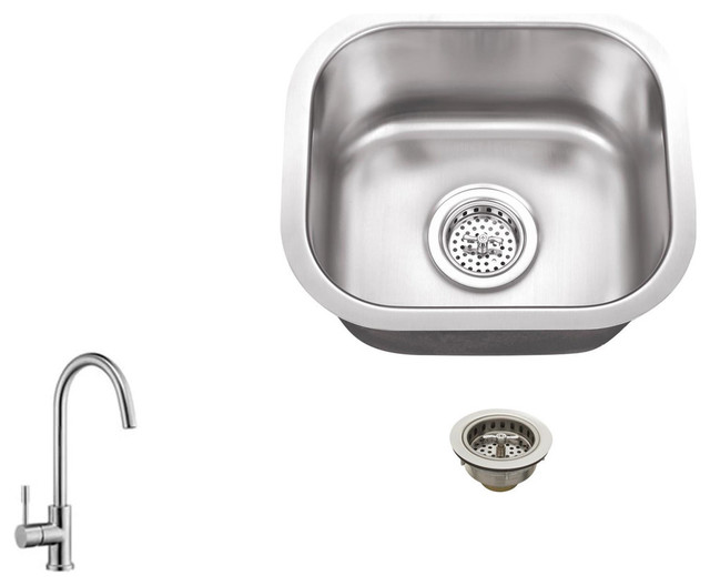 Stainless Steel 18 Gauge Single Bowl Bar Sink With Gooseneck Kitchen