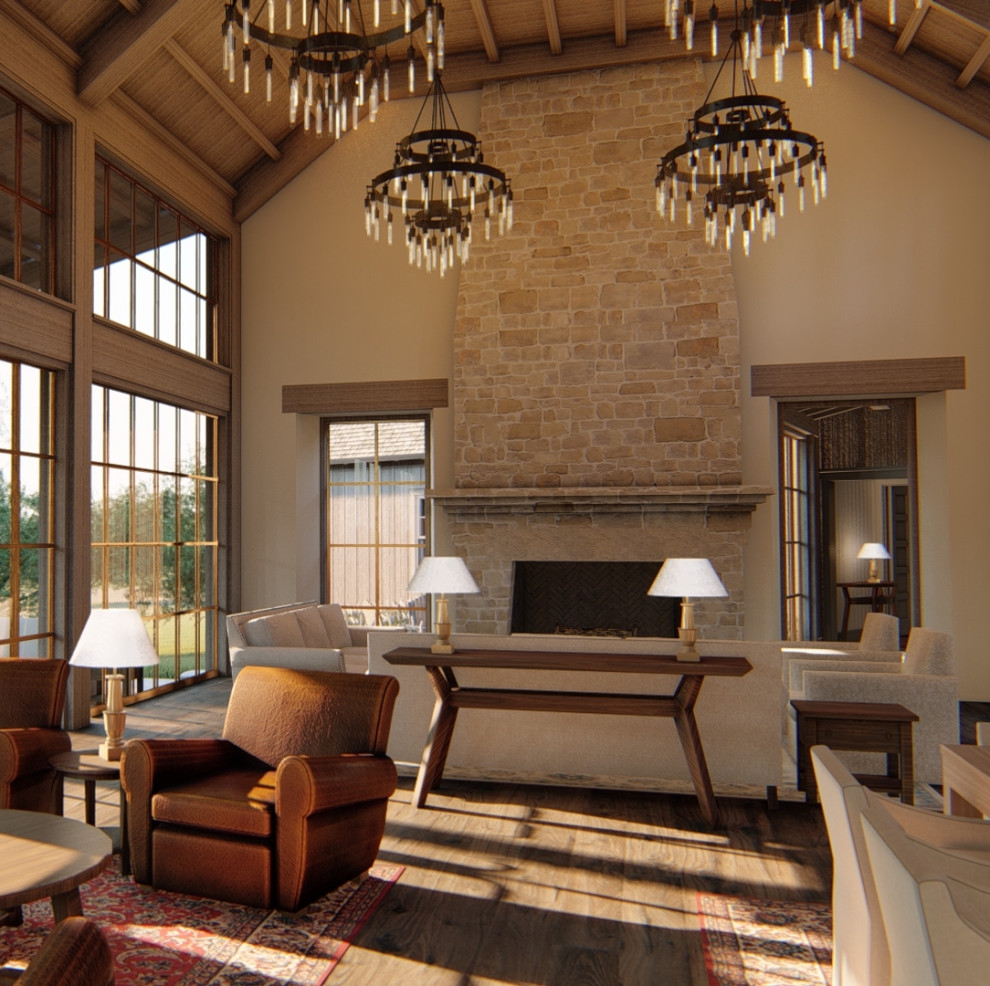Photo of an expansive country family room in Austin.