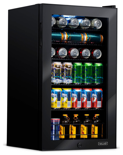 Newair 126 Can Freestanding Beverage Fridge, Onyx Black Modern Beer