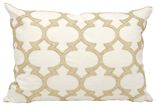 Michael Amini Beaded Lanterns Silver Gold Throw Pillow