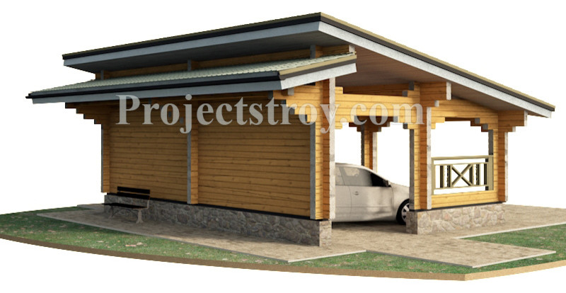 Навес для автомобилей из бруса 8 х 6 м