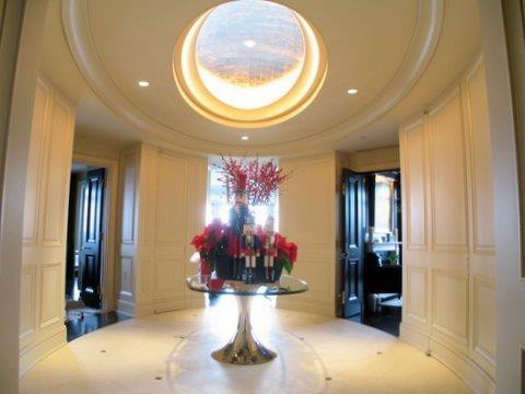 Mid-sized transitional marble floor and white floor vestibule photo in Boston with white walls