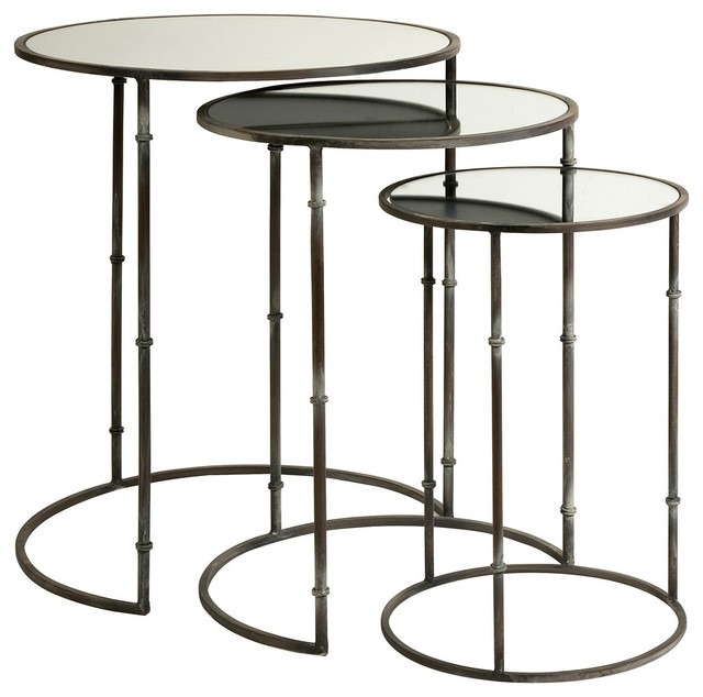 Mirror Top Nesting Tables, Set of 3