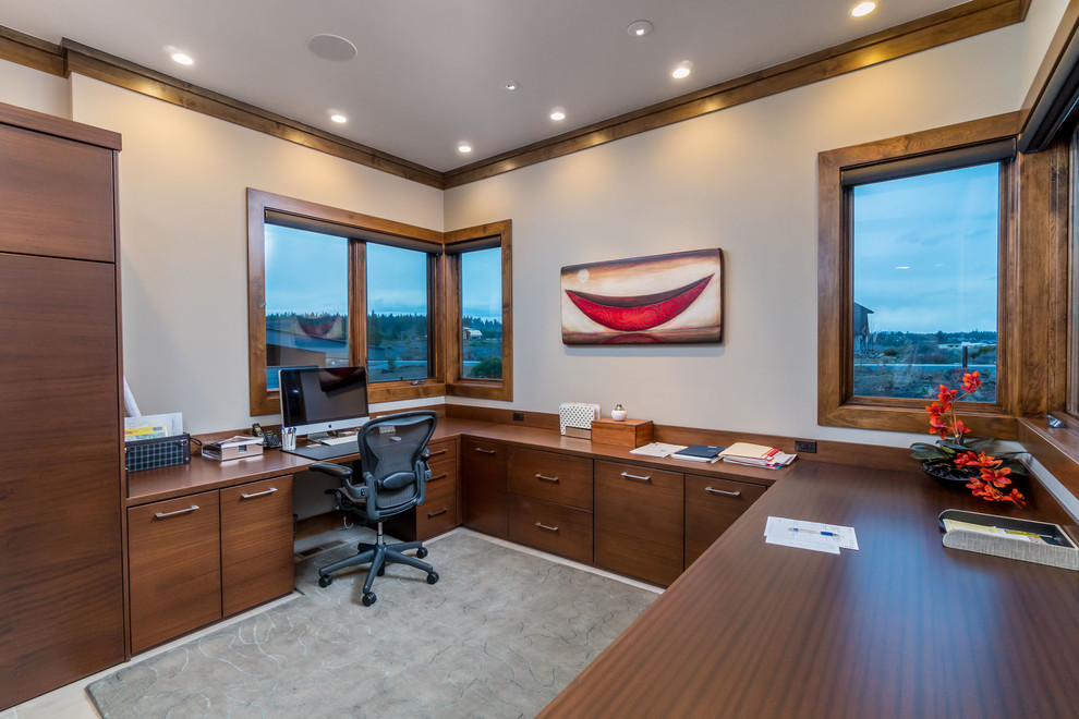 This is an example of a transitional home office in Other.
