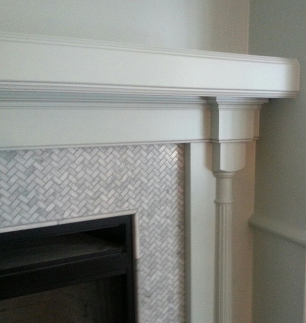 Detail Of Carrara Marble Mosaic Tile Surround Traditional Detail Of Carrara Marble Mosaic Tile Surround Traditional