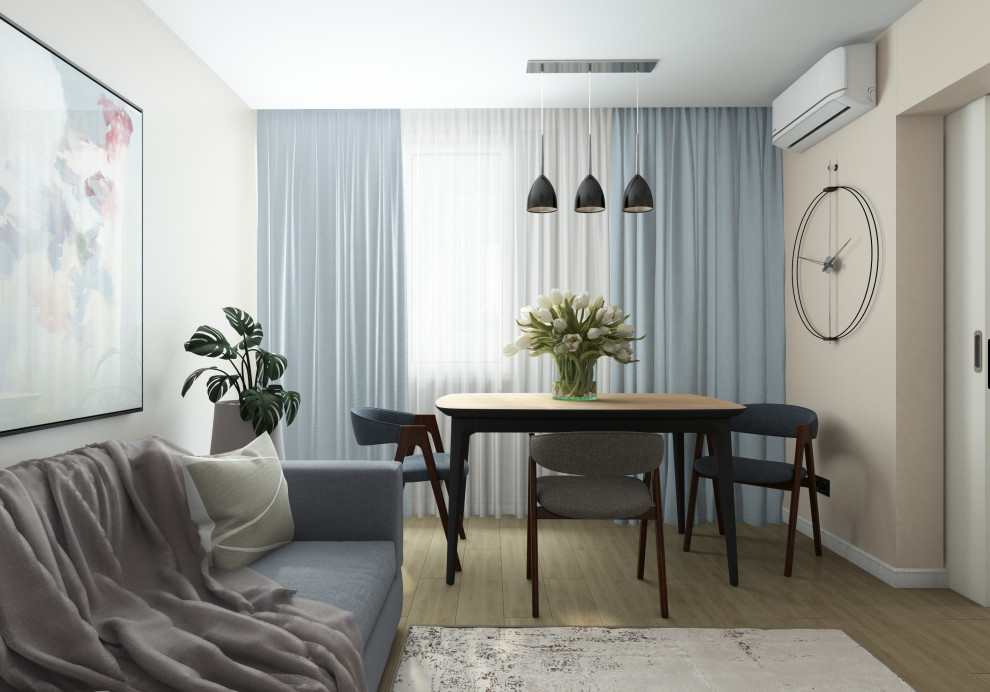 Гостиная из проекта трехкомнатной квартиры для молодой семейной пары с ребенком