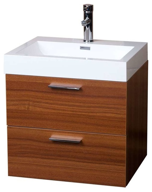 22.75" Single Bathroom Vanity Set, Teak Contemporary Bathroom