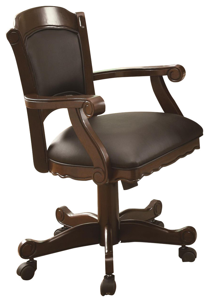 Coaster Turk Arm Game Chair With Casters, Brown Cherry Transitional Gaming Chairs by Emma