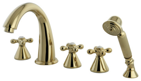 Three Handle Roman Tub Filler with Hand Shower