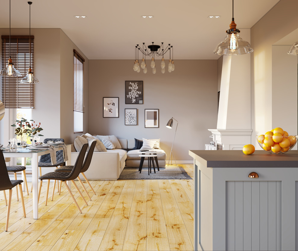 Дизайн интерьера гостиной в Скандинавском стиле в г. Калининград