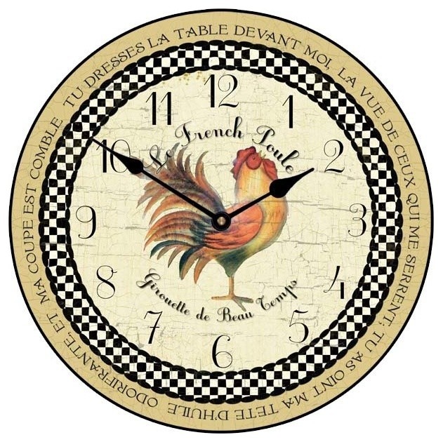 Le French Rooster Clock, 18" Farmhouse Wall Clocks by Em and Em