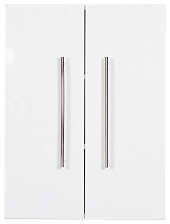 Modern High Gloss Bathroom Cabinet in MDF With White Finish, Double Doors