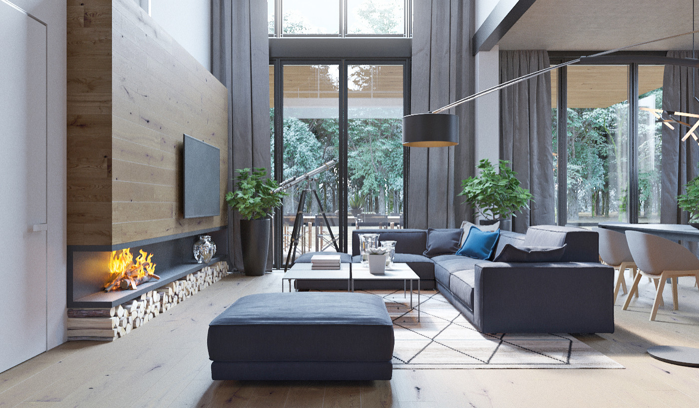 Современный дом с панорамным остеклением, г. Казань