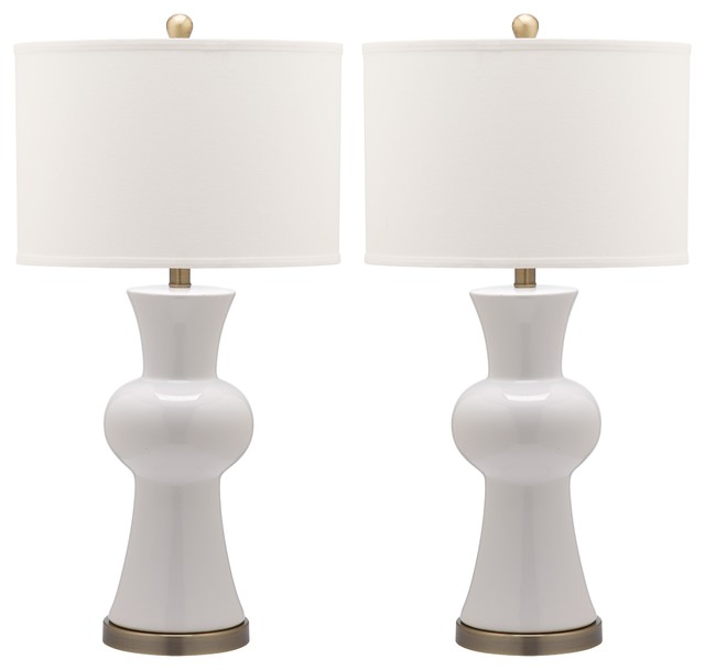 Safavieh Lola Column Lamps, Set of 2, White