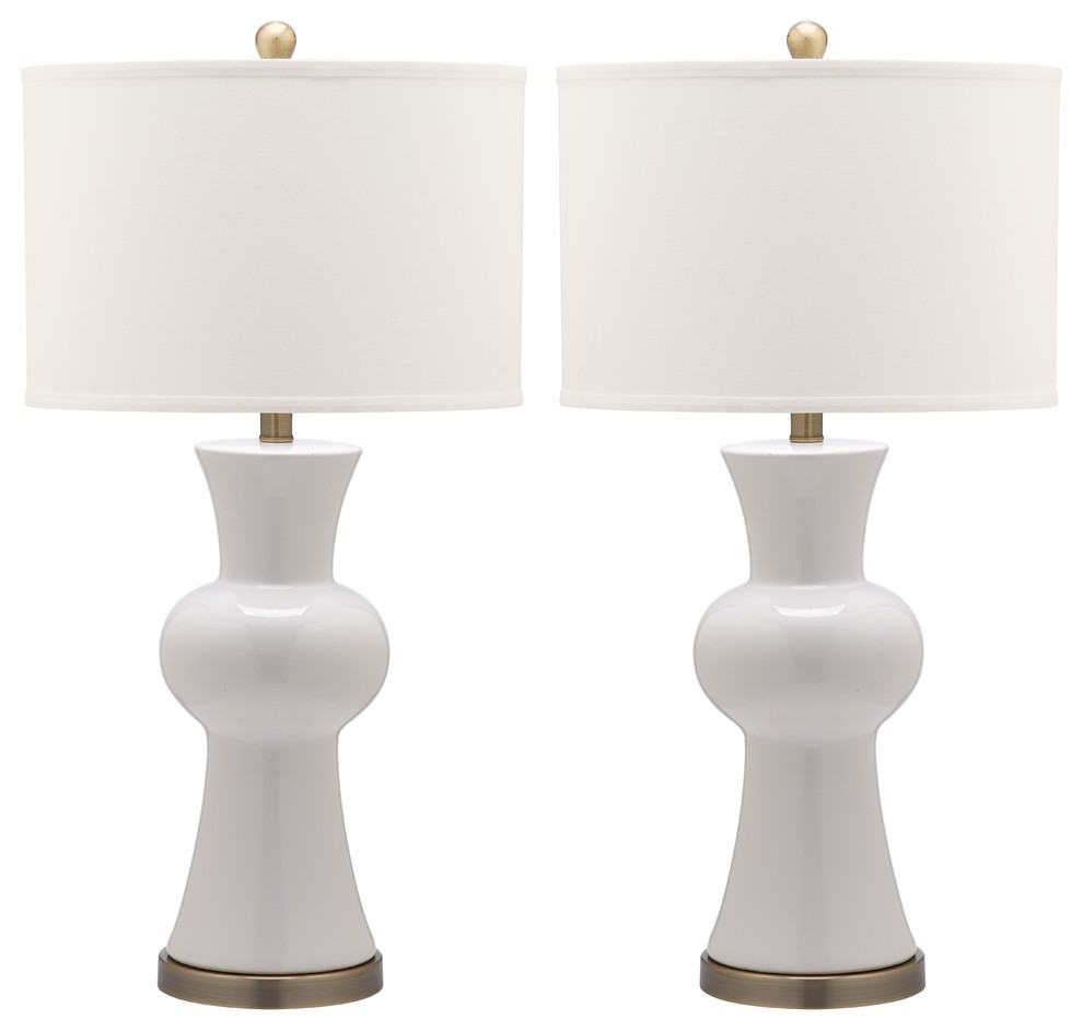 Safavieh Lola Column Lamps, Set of 2, White