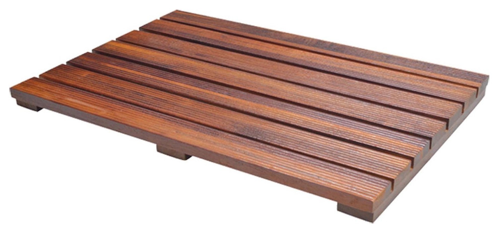 Handcrafted Teak Bath Mat With Mold Resistant Protection - Transitional ...