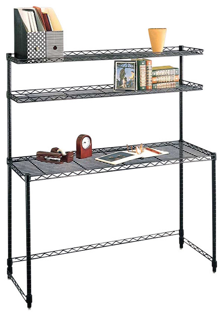 Contemporary Wire Shelf Desk W Hutch Desks And Hutches By Ladder
