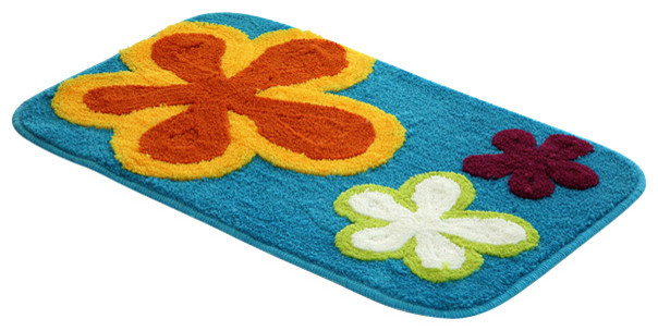 Naomi - Dancing Flowers - Royal Blue Kids Room Rugs (19.7 by 31.5 inches)