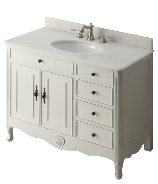 38 Inch Distressed Antique White Cottage Style Daleville Bathroom Sink ...