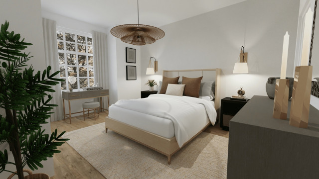 Warm-Toned Countryside Bedroom modern-bedroom