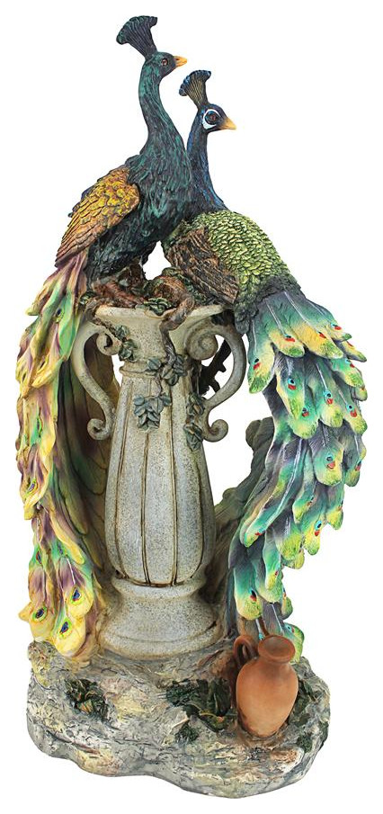 Peacocks in Paradise Statue - Tropical - Garden Statues And Yard Art ...