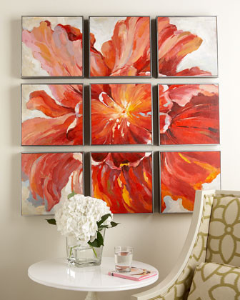 Set of Nine Multi-Poppy Paintings