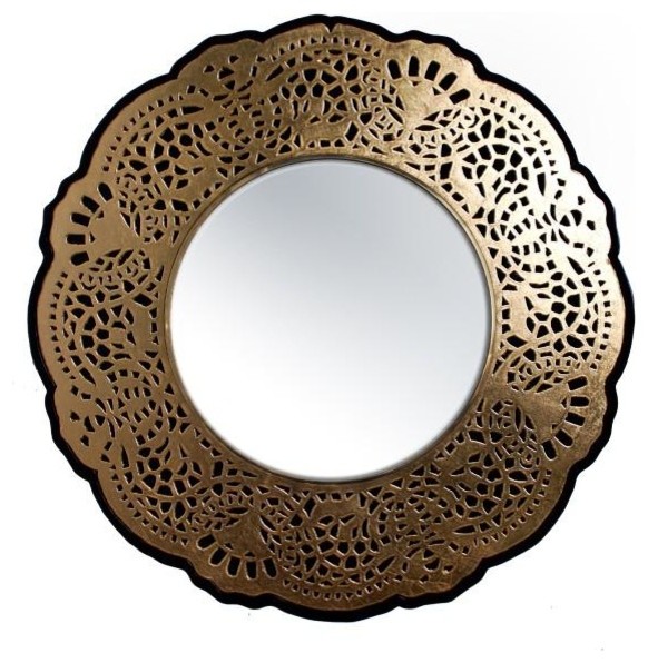 Crochet Lacq Round Mirror, 120 cm