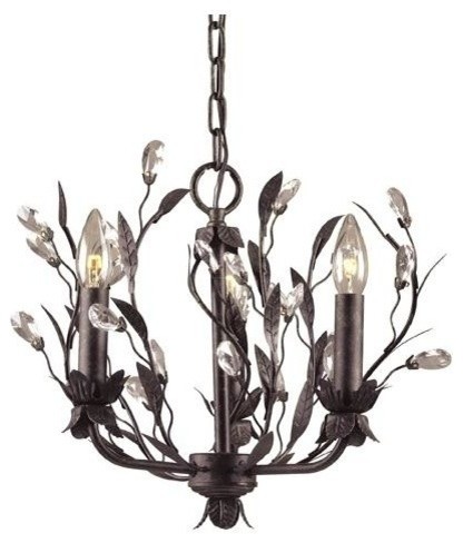 3-Light Chandelier in Deep Rust and Crystal Droplets - Circeo Collection
