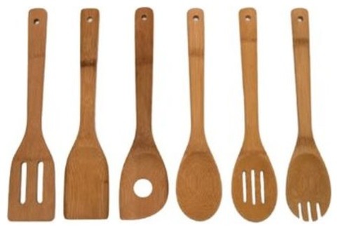 Lipper International Bamboo Set of 6 Tools, Mesh Bag
