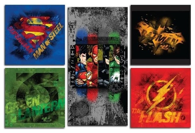 Justice League Canvas Print Set of 5 - Contemporary - Kids Wall Decor ...