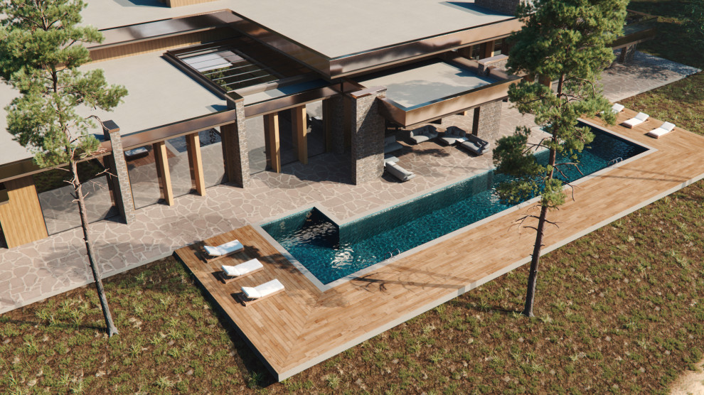 Современный дом с плоской кровлей