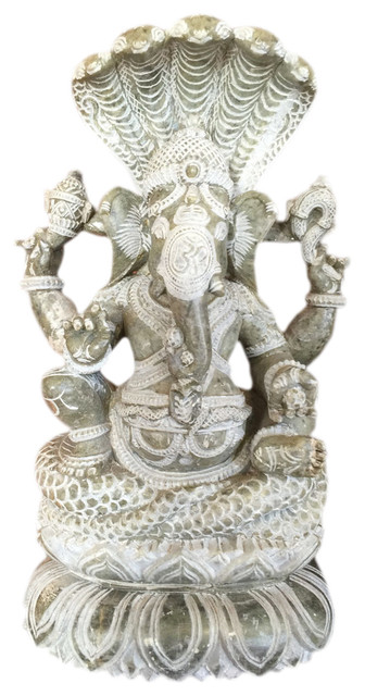 Lord Ganesha Seated On Sheshnaag Stone Statue