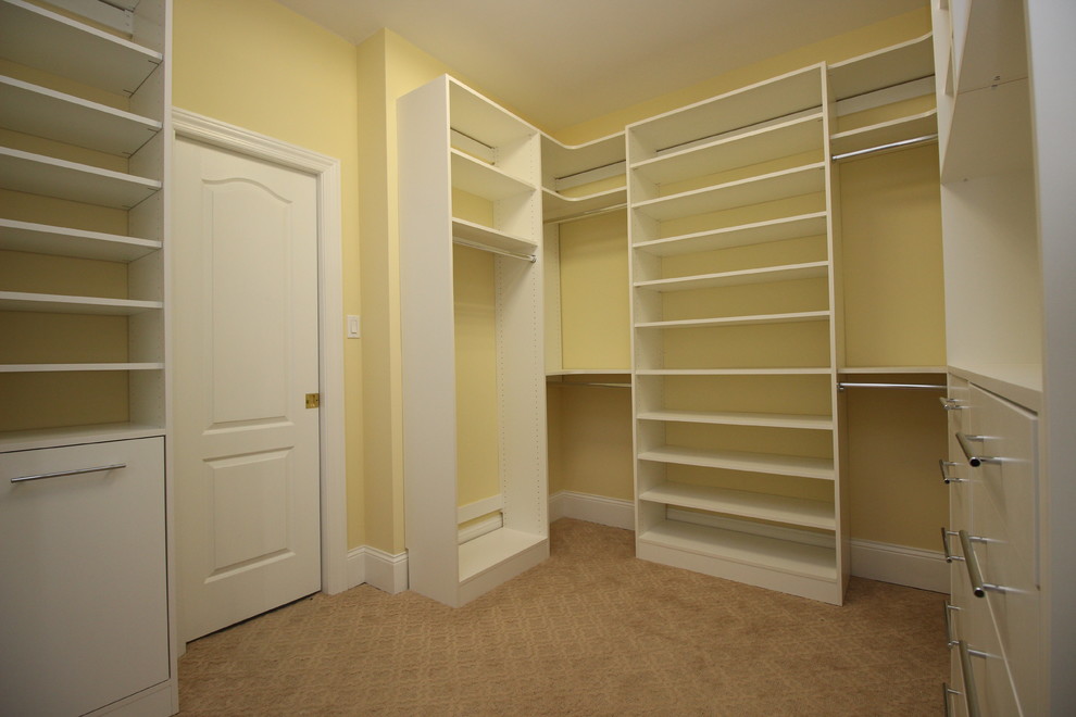 Example of a large transitional home design design